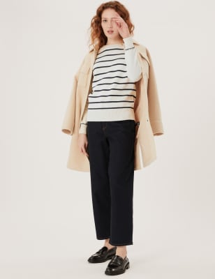

Womens M&S Collection Cotton Rich Striped Relaxed Jumper - Cream Mix, Cream Mix