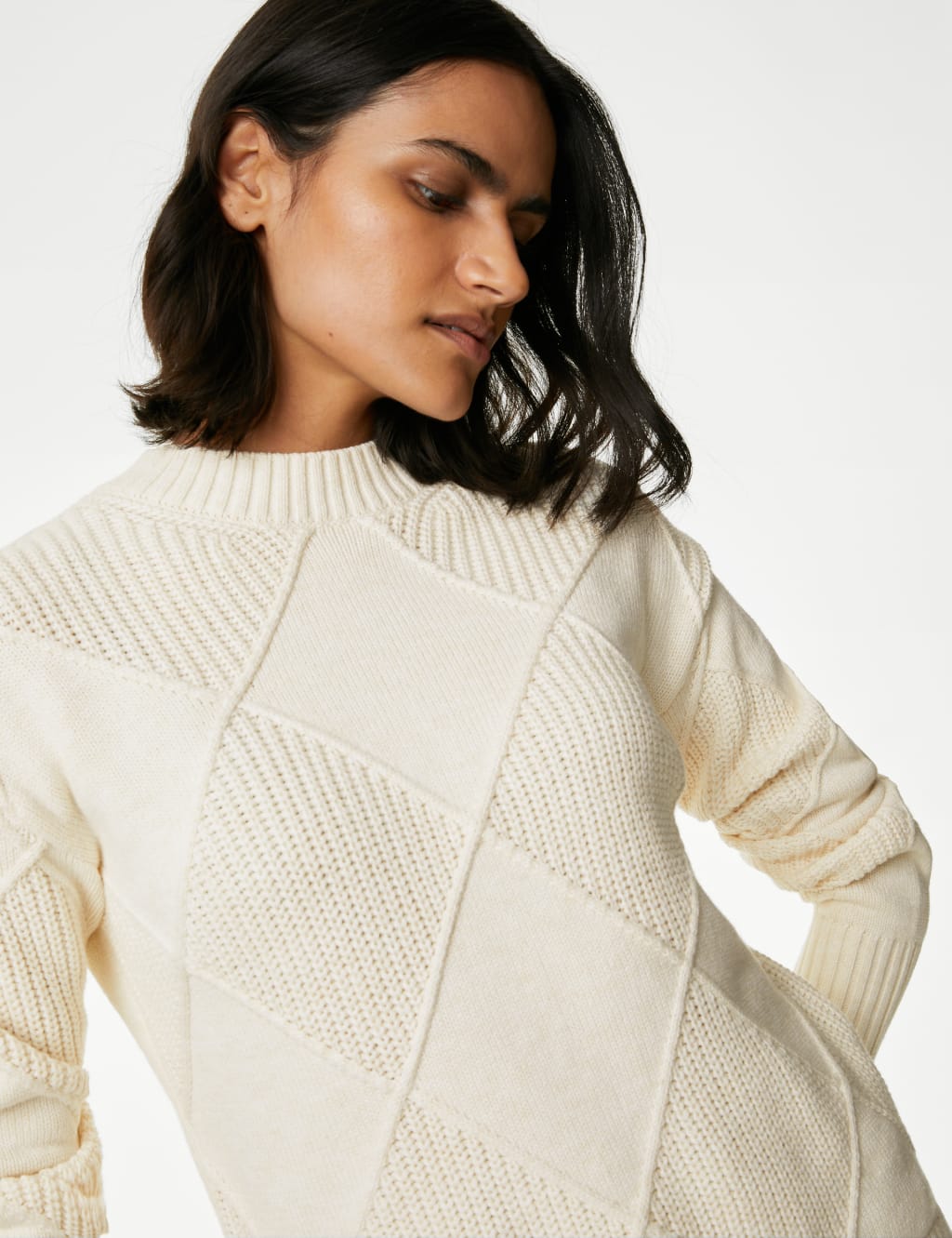 Cotton Rich Textured Jumper with Wool image 3