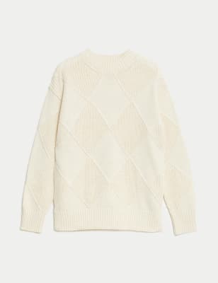 Cotton Rich Textured Jumper with Wool