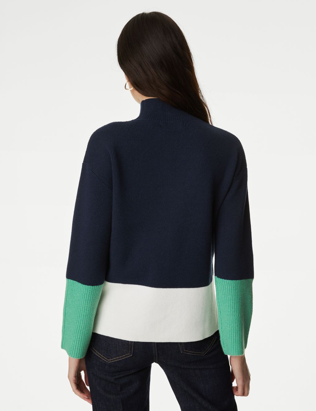 Cotton With Merino Wool Colour Block Jumper image 5