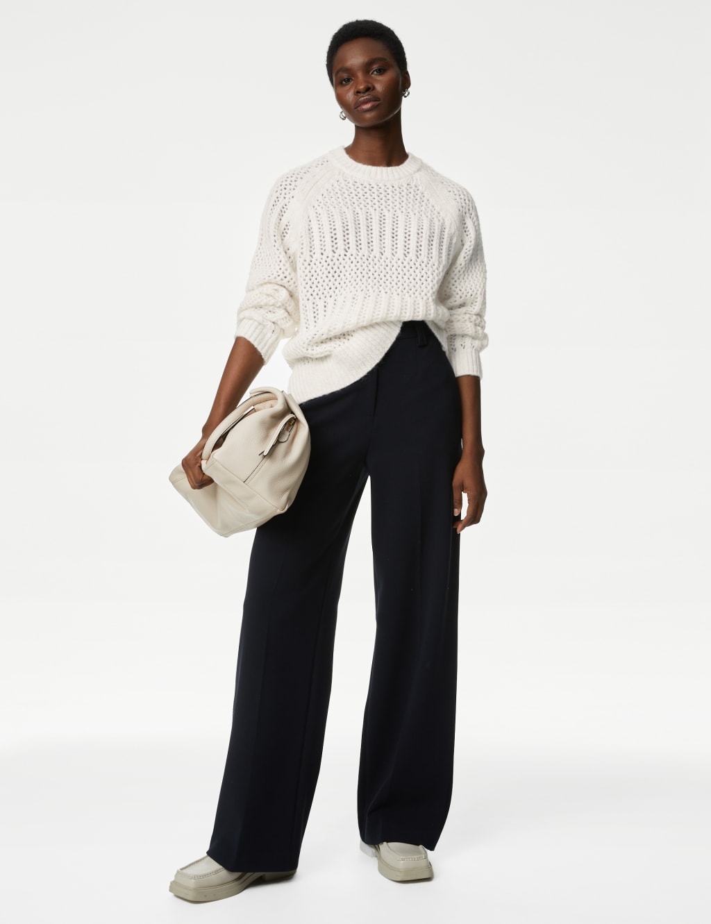 Textured Crew Neck Jumper image 3