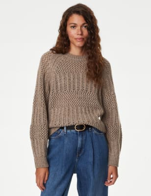 

Womens M&S Collection Textured Crew Neck Jumper - Mocha, Mocha