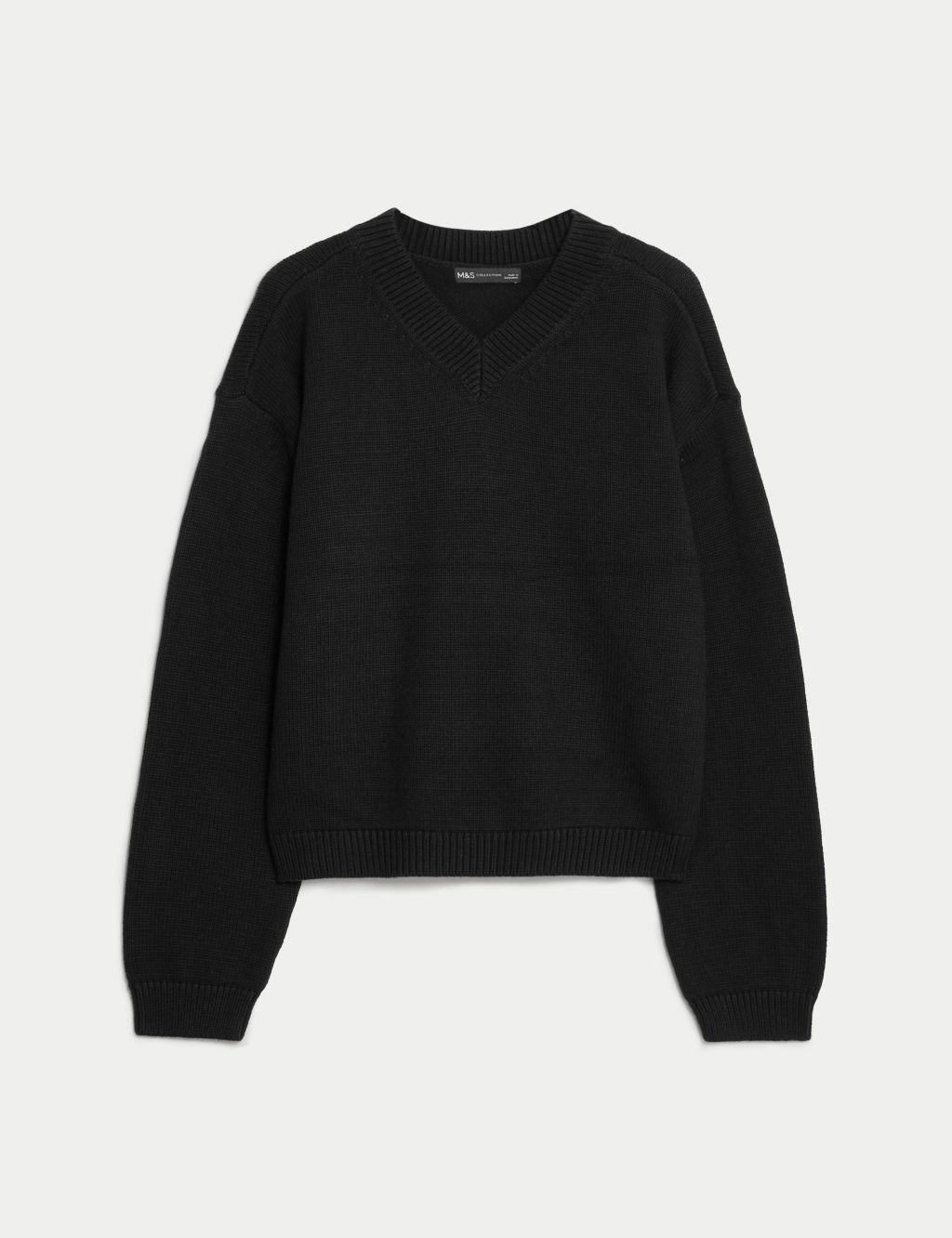 Cotton Rich V-Neck Jumper with Wool image 2