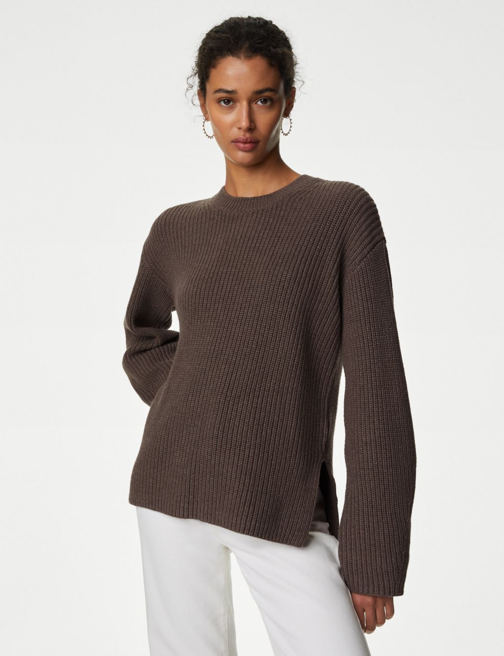 Cotton Rich Ribbed Jumper with Wool image 1