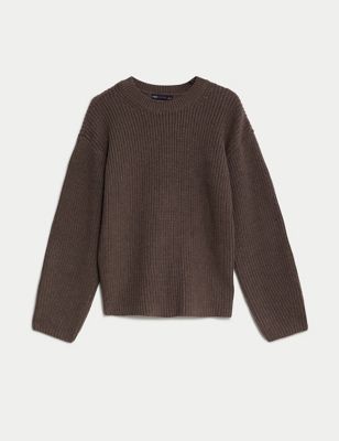 Cotton Rich Ribbed Jumper with Wool