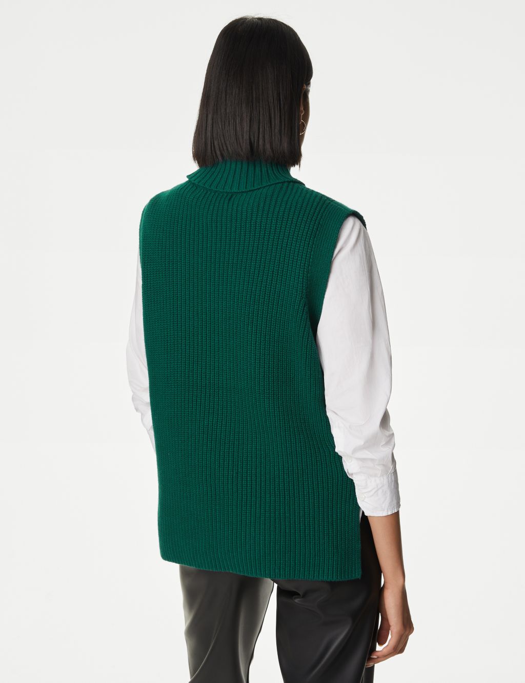 Cotton Rich Ribbed Knitted Vest With Merino Wool image 5
