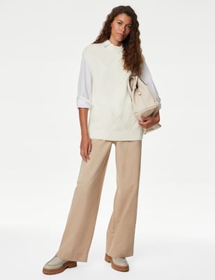 

M&S Collection Camiseta de punto de algodón con lana merinoWomens - Ivory, Ivory