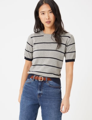 Gestreepte trui van zuiver katoen met ronde hals