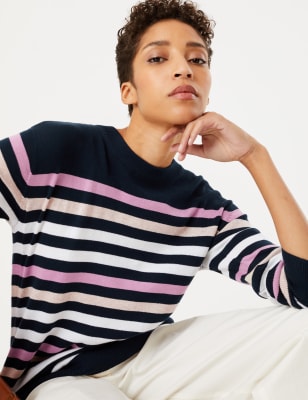 Puur katoenen trui met ruime pasvorm en strepen