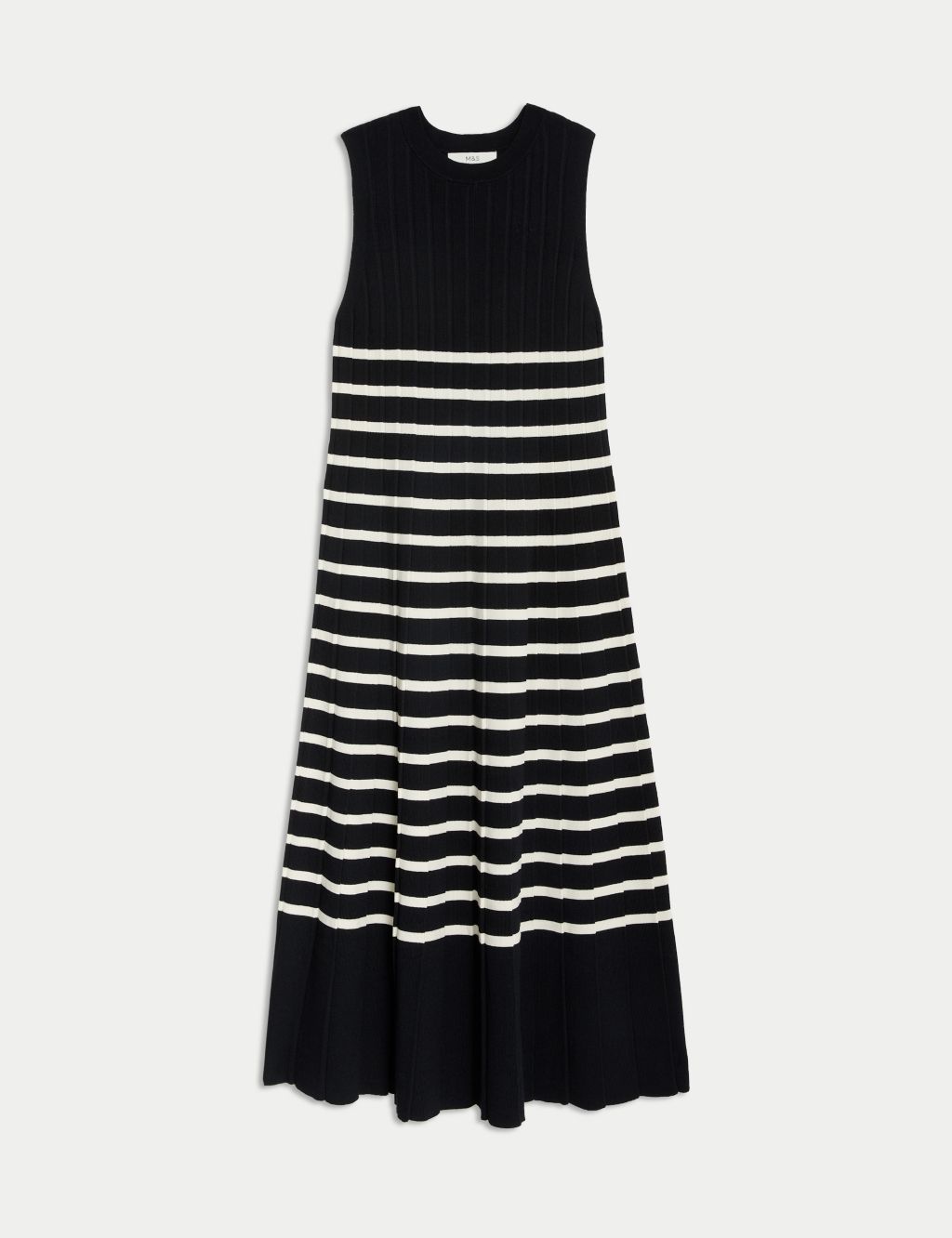Striped Ribbed Knitted Midi Dress