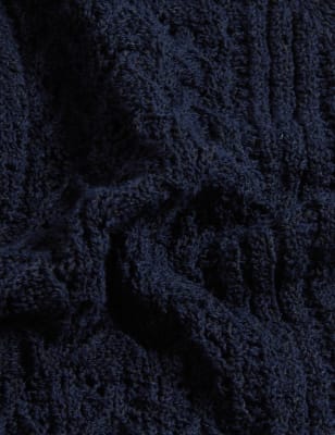 

Womens M&S Collection Bequeme Pointelle-Strickjacke mit hohem Baumwollanteil - Navy, Navy