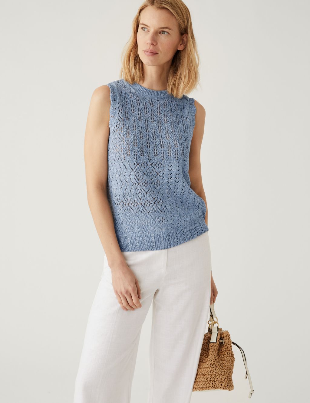 Cotton Rich Textured Knitted Vest image 1