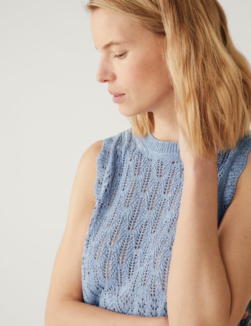 Cotton Rich Textured Knitted Vest image 3