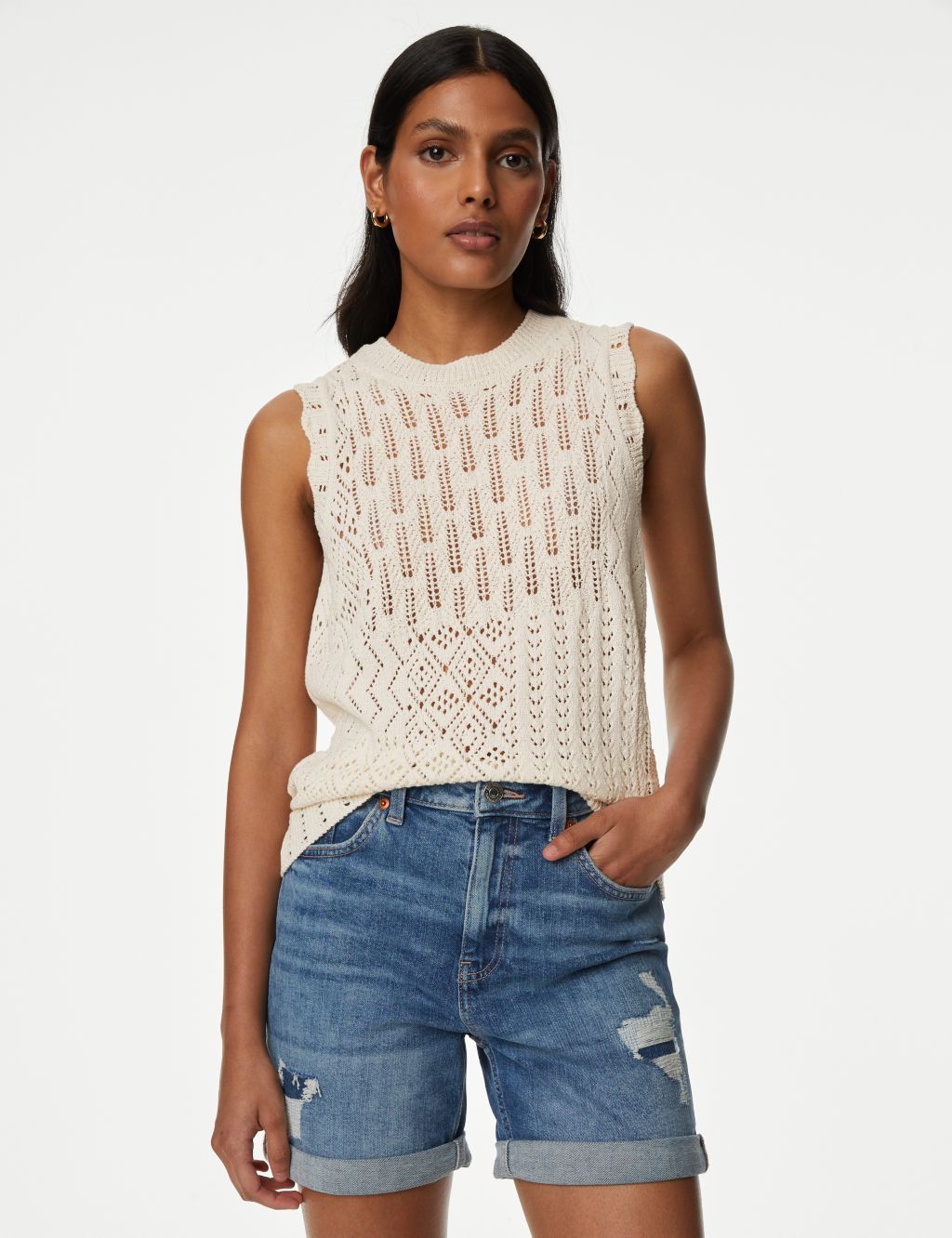Cotton Rich Textured Knitted Vest image 3