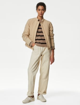 

M&S Collection Jersey de rayas de algodón con escote cerradoWomens - Mocha Mix, Mocha Mix