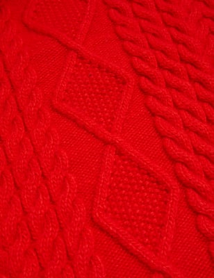 

Womens M&S Collection Cable Knit Roll Neck Longline Jumper - Tomato, Tomato