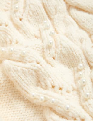 

M&S Collection Jersey de punto trenzado de escote cerrado con adornoWomens - Light Cream, Light Cream