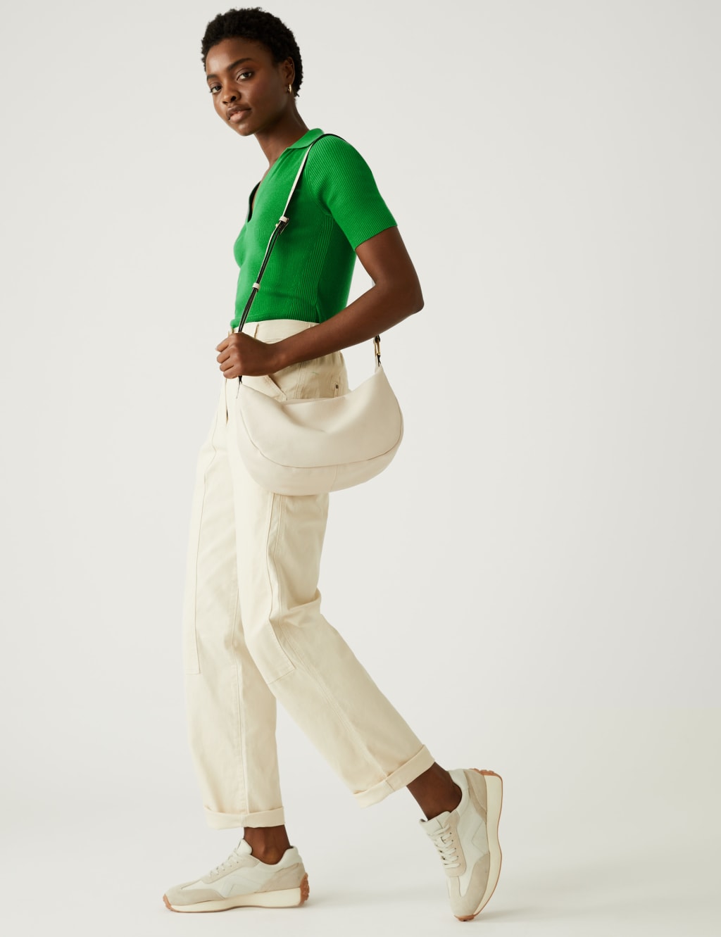 Cotton Rich Ribbed Collared Knitted Top image 3