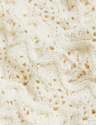 

Womens M&S Collection Pullover mit hohem Baumwollanteil, Kragen und Strukturmuster - Cream, Cream
