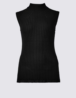 Ribbed Funnel Neck Sleeveless Jumper | M&S Collection | M&S