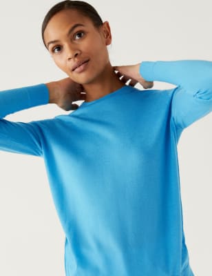 

M&S Collection Jersey 100% lana de merino con escote cerradoWomens - Turquoise, Turquoise