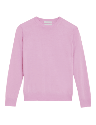 

Womens M&S Collection Pure Merino Wool Crew Neck Jumper - Soft Magenta, Soft Magenta