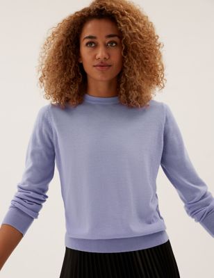 

Womens M&S Collection Pure Merino Wool Crew Neck Jumper - Hyacinth, Hyacinth