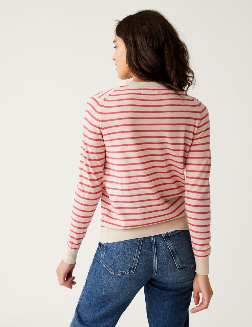 Pure Merino Wool Striped Crew Neck Jumper image 4