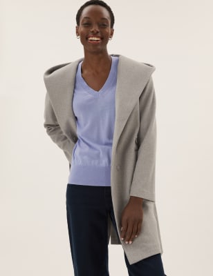 

Womens M&S Collection Jersey informal 100% lana de merino de escote en pico - Hyacinth, Hyacinth