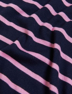 M&S Womens Pure Merino Wool Striped Roll Neck Jumper