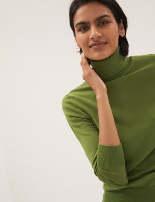 

Womens M&S Collection Pure Merino Wool Roll Neck Jumper - Chartreuse, Chartreuse