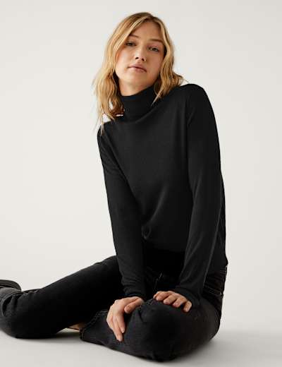 Pure Merino Wool Roll Neck Jumper