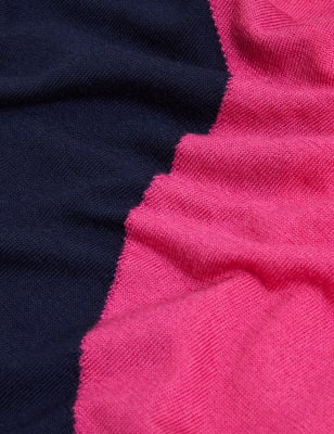 

Womens M&S Collection Pure Merino Wool Colour Block Jumper - Pink Mix, Pink Mix