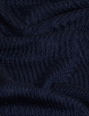 

Womens M&S Collection Pure Merino Wool Colour Block V-Neck Jumper - Navy Mix, Navy Mix