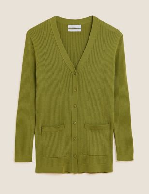 M&S Womens Pure Merino Wool V-Neck Longline Cardigan