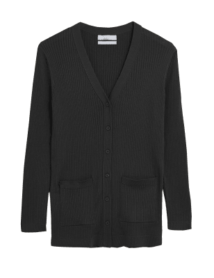 

Womens M&S Collection Pure Merino Wool V-Neck Longline Cardigan - Black, Black