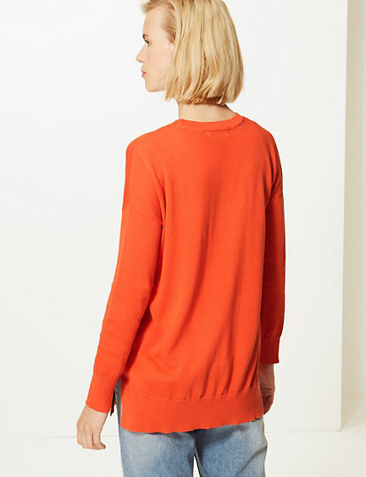 Pure Cotton Open Front Cardigan