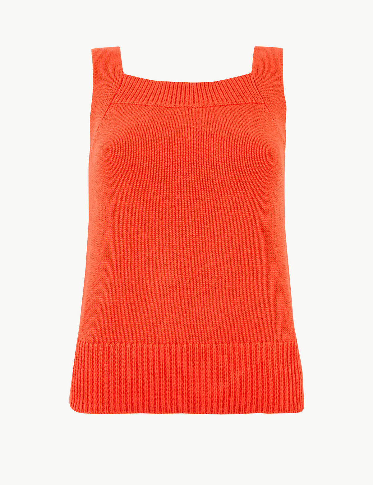 Pure Cotton Square Neck Knitted Vest Top