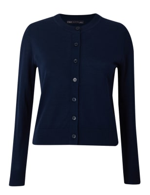 

Womens M&S Collection Strickjacke aus reiner Merino-Wolle - Navy, Navy