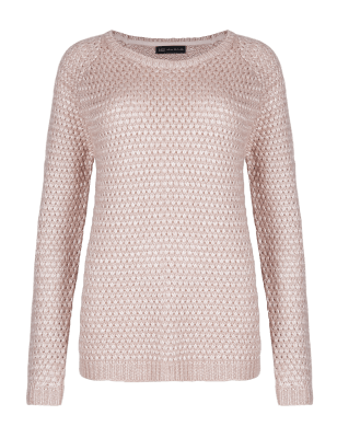 Basket Weave Stitch Metallic Effect Yarn Jumper | M&S Collection | M&S