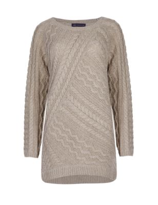 Cable Knit Longline Jumper with Wool | M&S Collection | M&S
