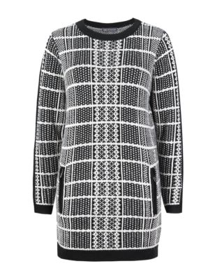 Knitted Checked Tunic with Wool | M&S Collection | M&S