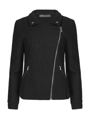 Wool Rich Knitted Biker Jacket | M&S Collection | M&S