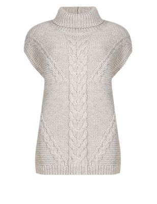 Cable Knit Polo Neck Tabard Jumper with Wool | M&S Collection | M&S