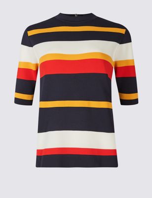 Striped Turtle Neck Half Sleeve Jumpers | M&S Collection | M&S