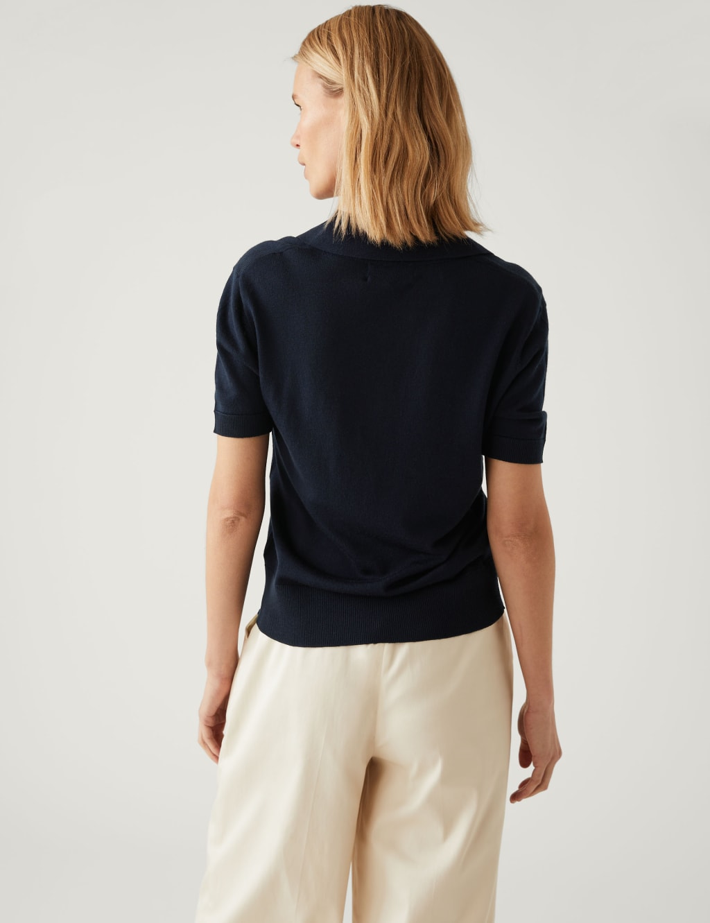 Pure Merino Wool Collared Knitted Top image 5