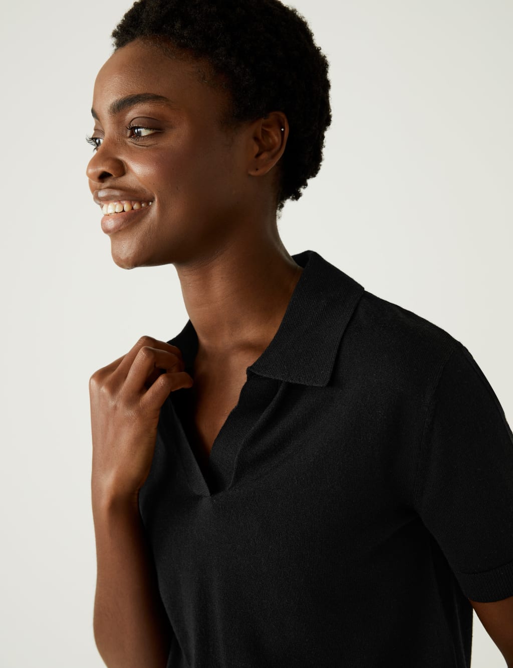 Pure Merino Wool Collared Knitted Top image 3