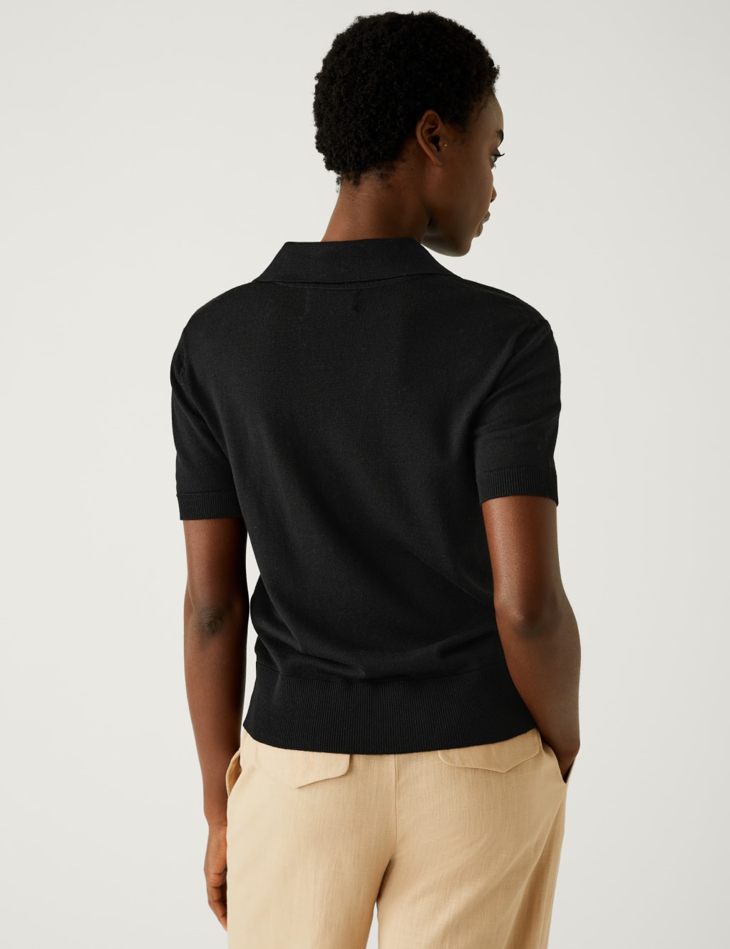 Pure Merino Wool Collared Knitted Top image 5