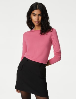 

M&S Collection Jersey 100% lana de merino con escote cerradoWomens - Bright Rose, Bright Rose