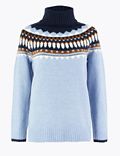 Fair Isle Print Roll Neck Relaxed Fit Jumper